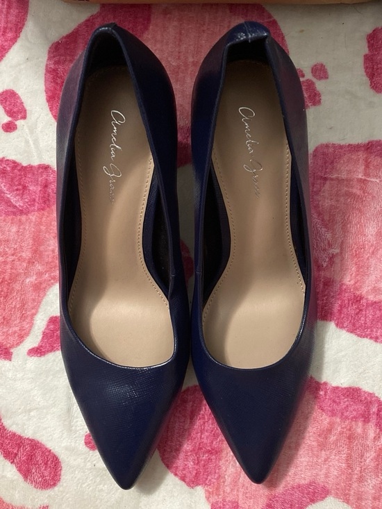Amelia Grace Shoes - Amelia Grace Navy Pointed-Toe Women's Pumps